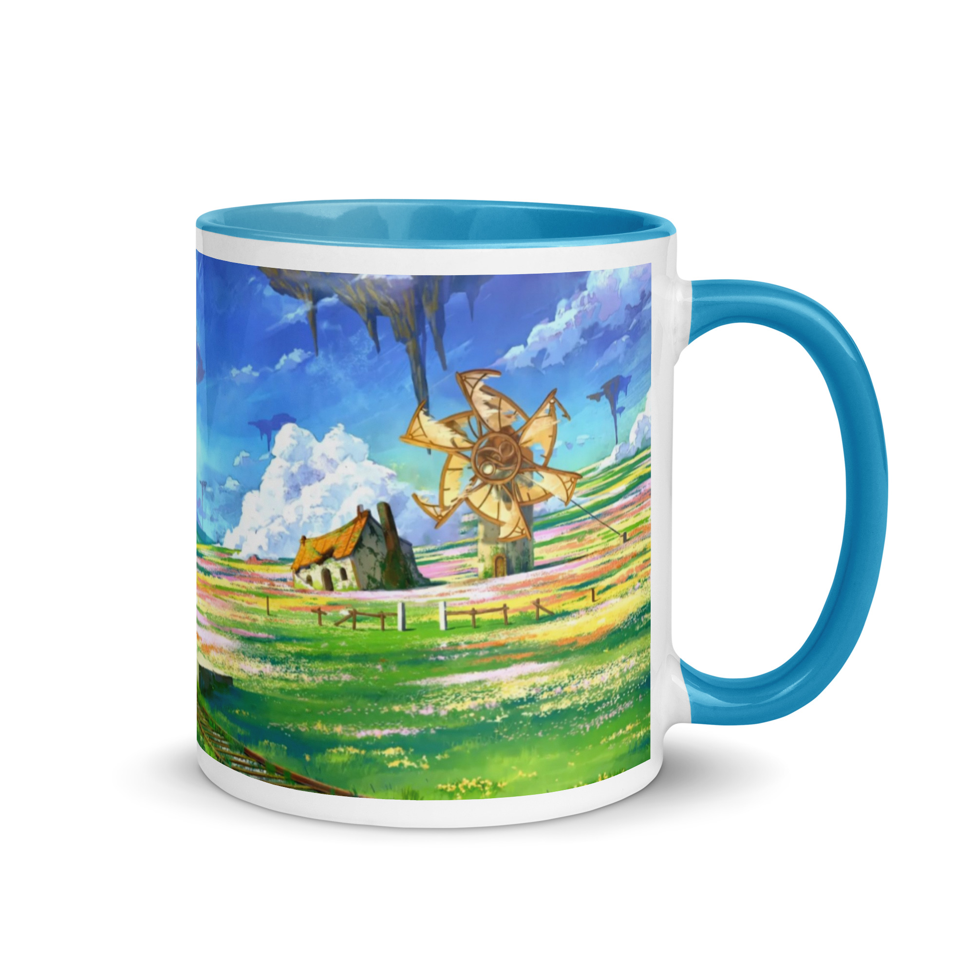 Taza Anime Landscape azul derecha