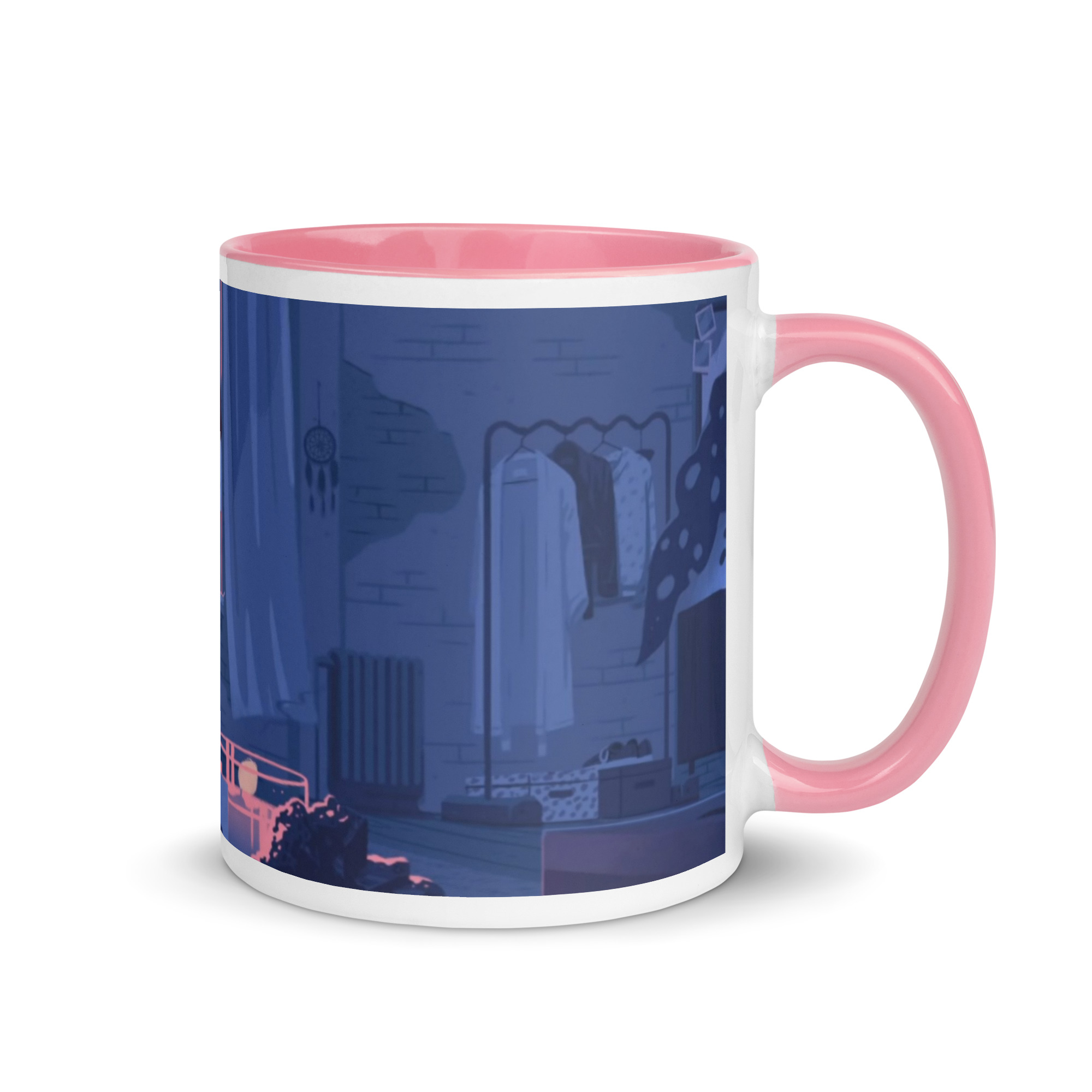 Taza un largo día rosa derecha